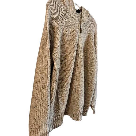 Eddie Bauer Men’s Wool Blend Hoodie Sweater Full Zip Tan Pockets Size XL - Picture 2 of 7